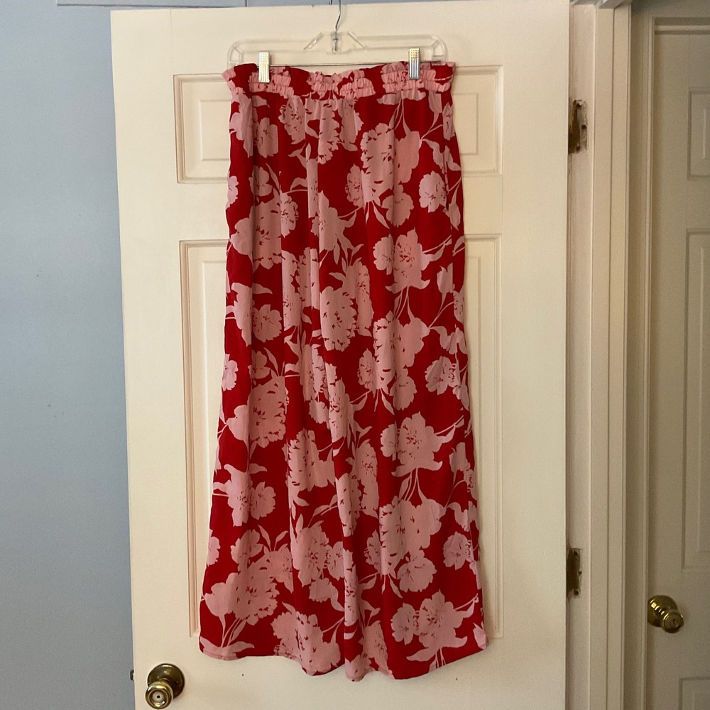 Sienna Sky Red Pink Floral Wide Leg Paperbag Waist Pants Large NWT Floral Boho - Picture 5 of 8